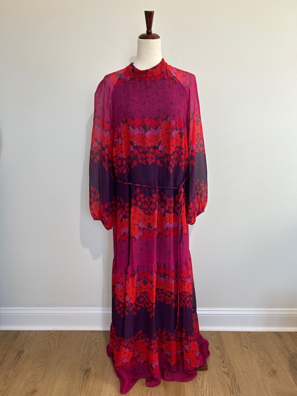 Melonie T Long Sleeve Floral Tiered Boho Maxi Dress Size 20W EUC - Picture 2 of 7